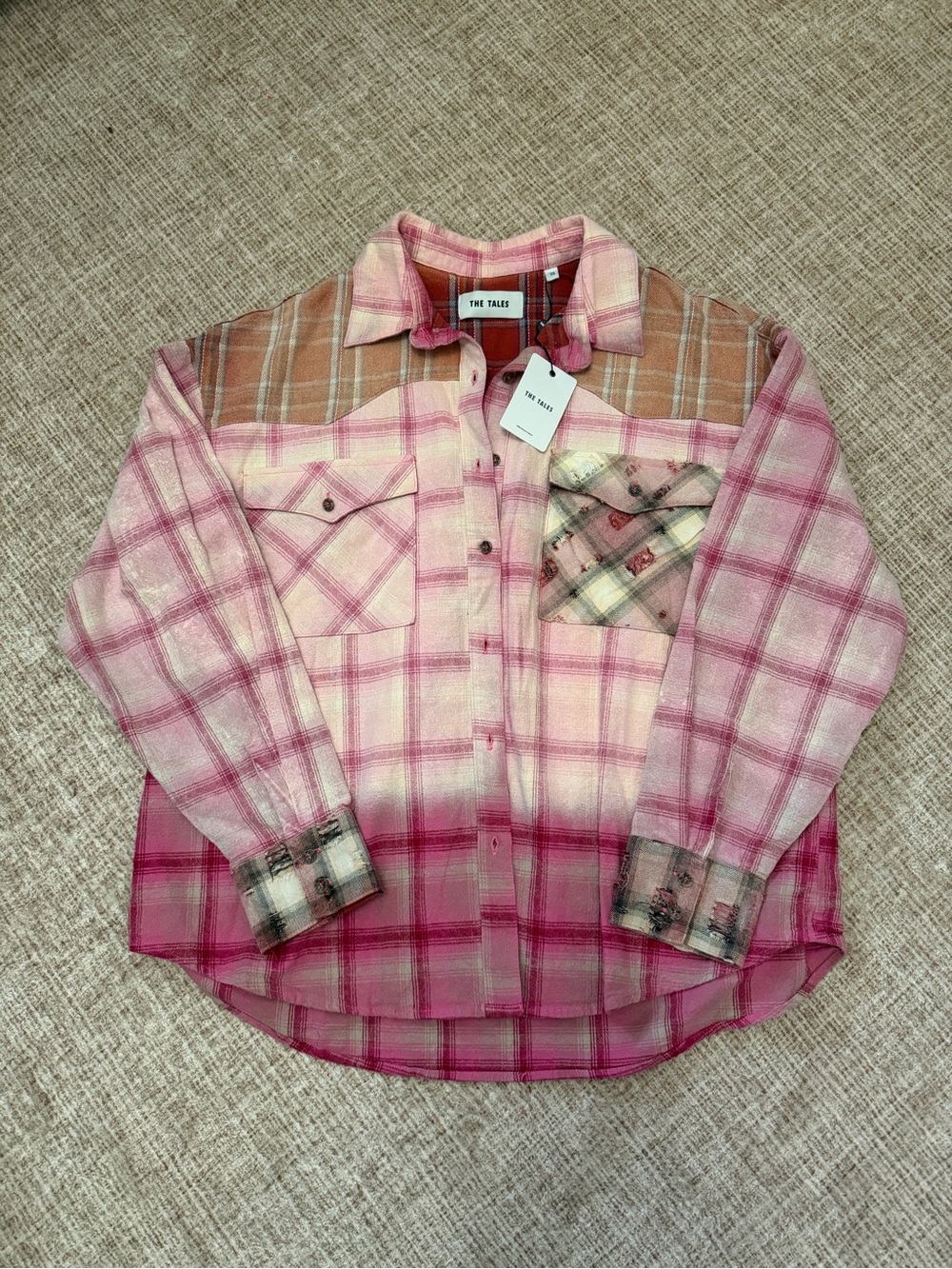 FREE PEOPLE PLAID PANELED FLANNEL TOP